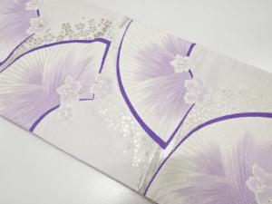 地紙に花模様織り出し　袋帯